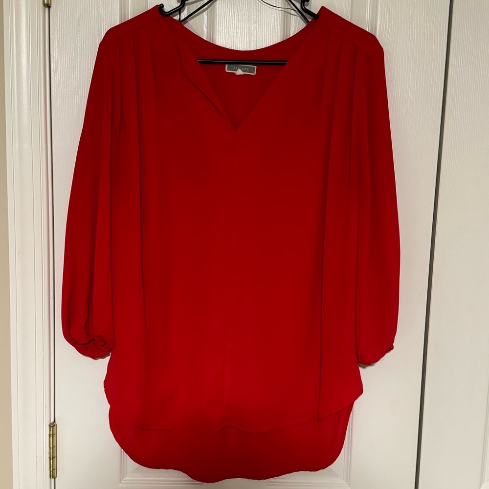 Red 3/4 Sleeve Blouse